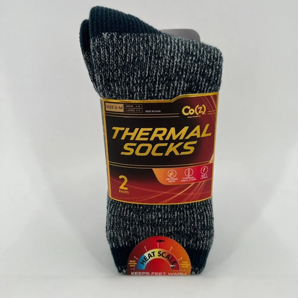 Thermal Socks 2-Pack Insulating Crew Socks Co(Z) sz S/M Men's 4-8/ Women's 5-9
